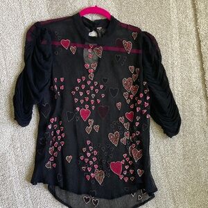 Free People Black Textured Top
